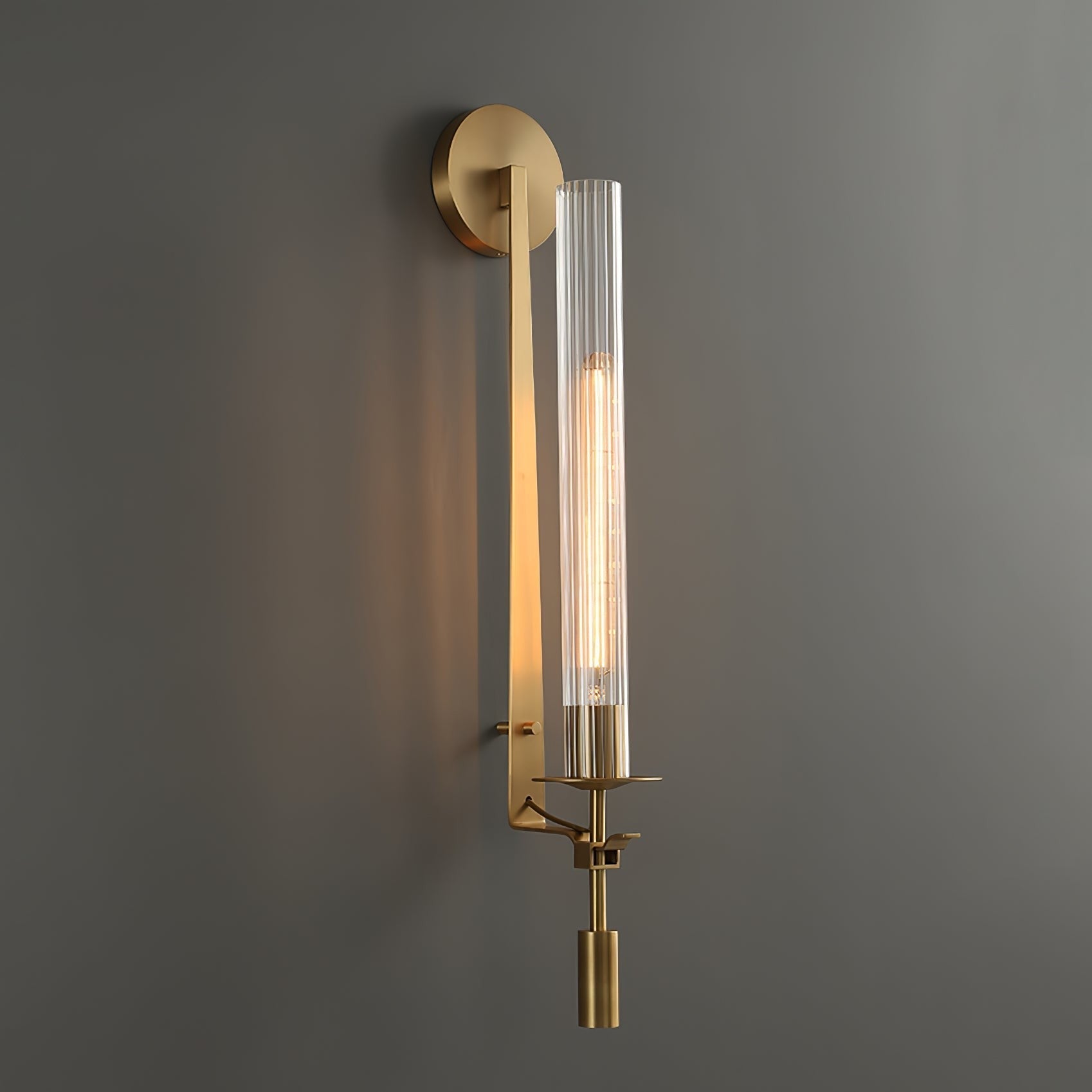 French Ribbed Glass Wall Light