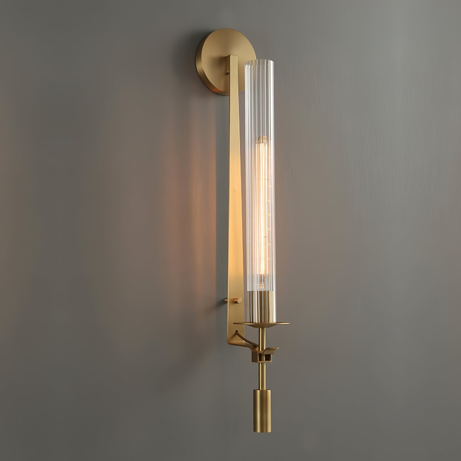 French Ribbed Glass Wall Light