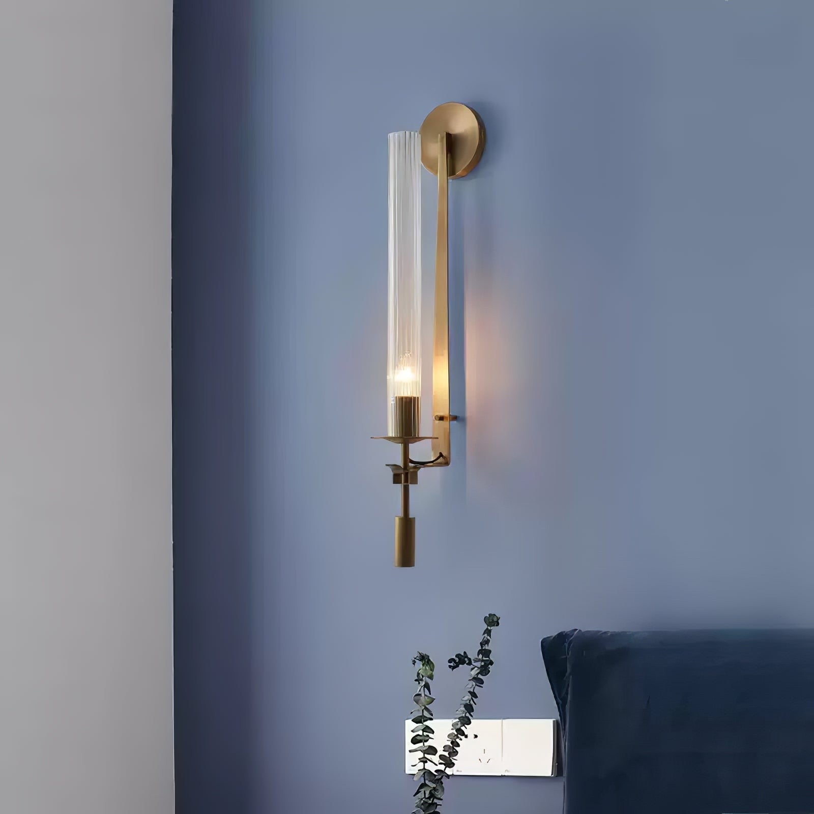 French Ribbed Glass Wall Light