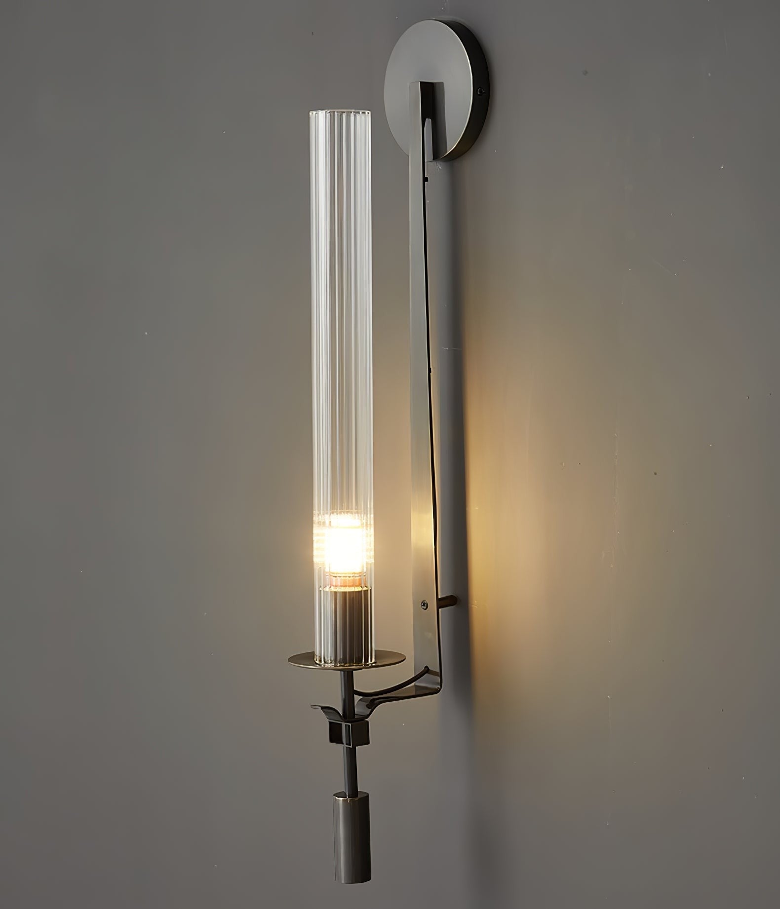 French Ribbed Glass Wall Light