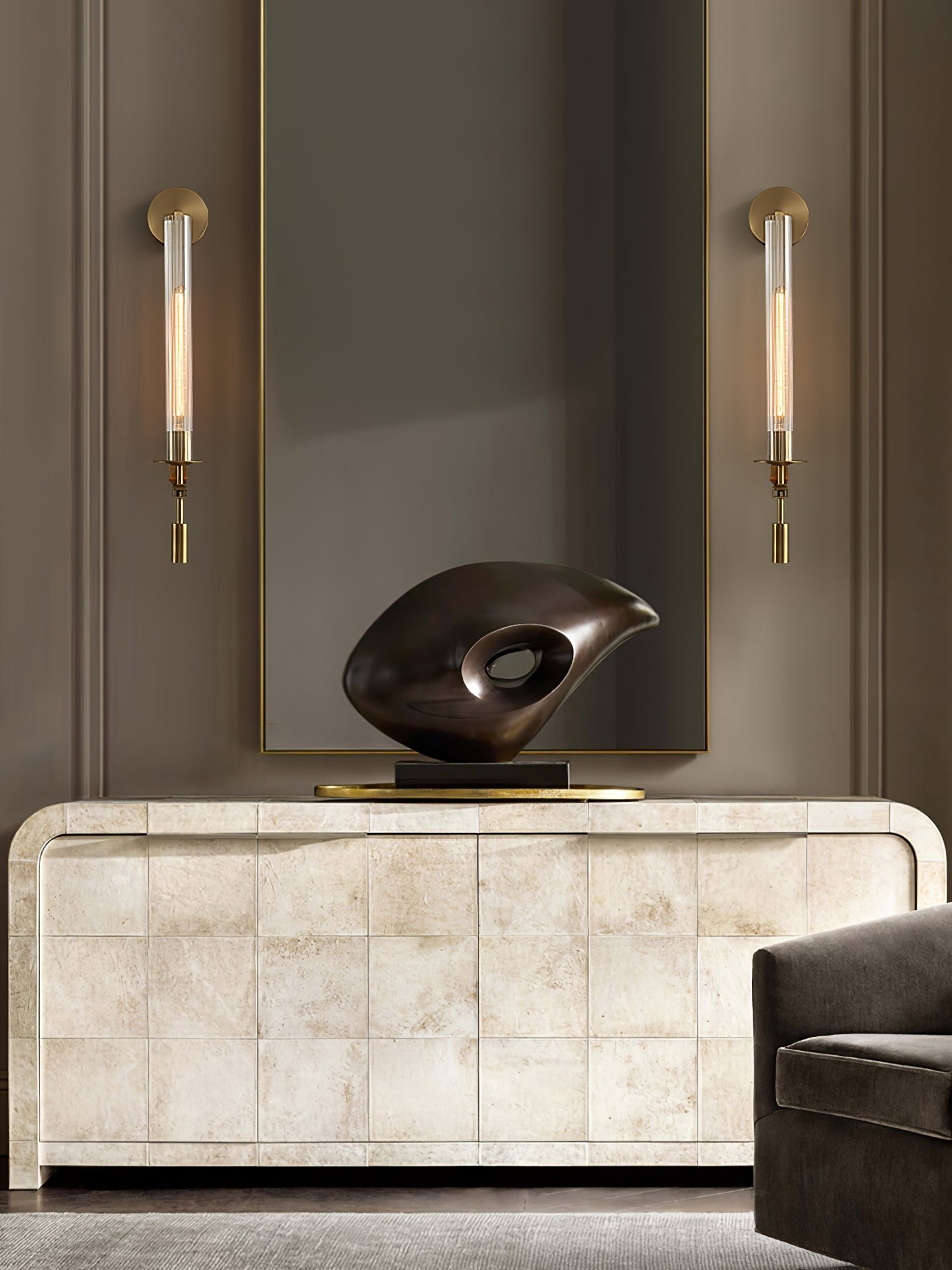 French Ribbed Glass Wall Light