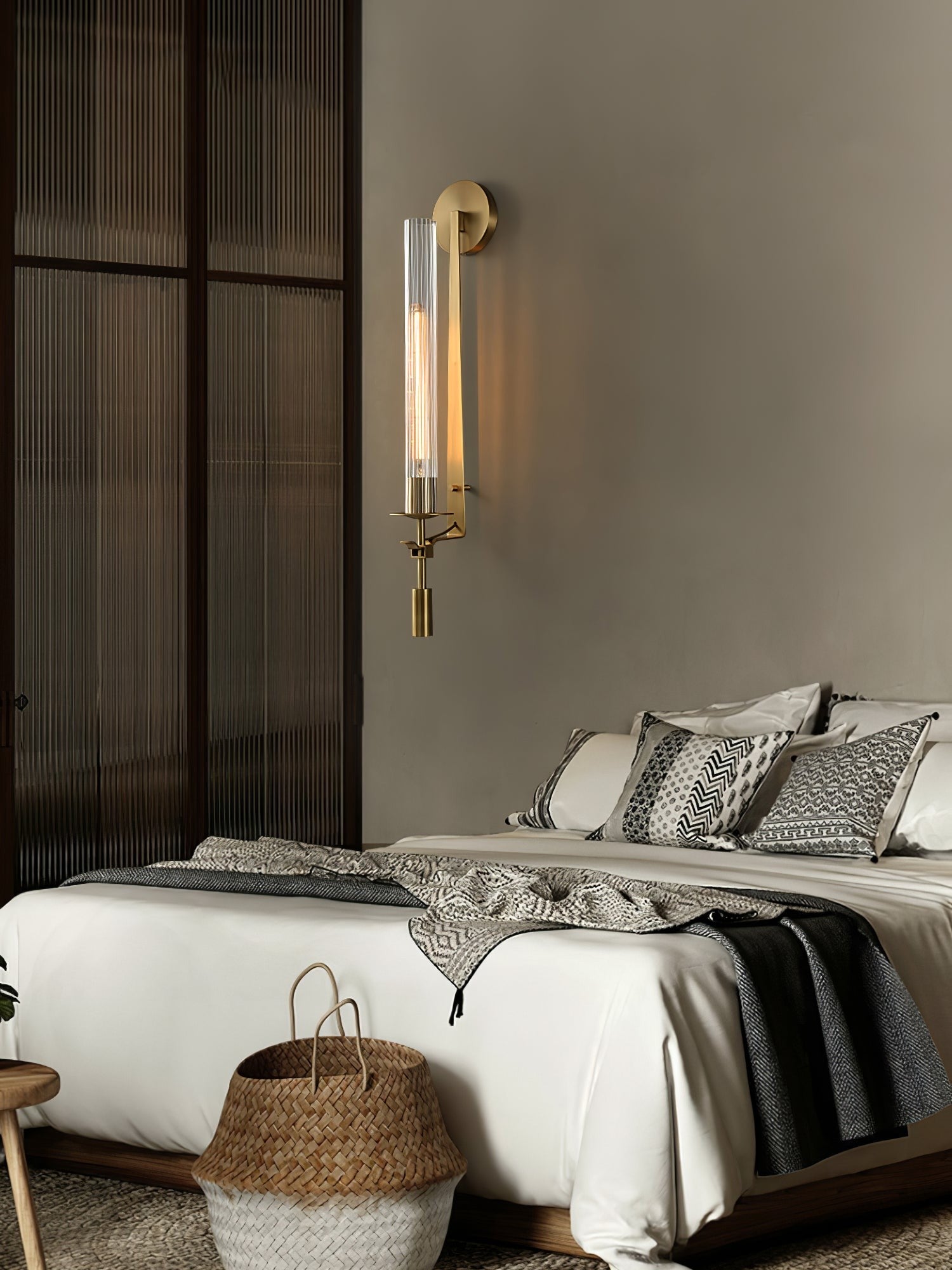 French Ribbed Glass Wall Light