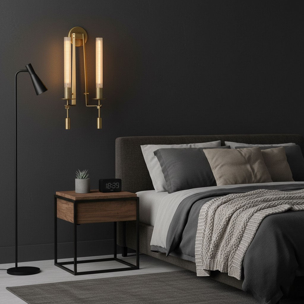 French Ribbed Glass Wall Light