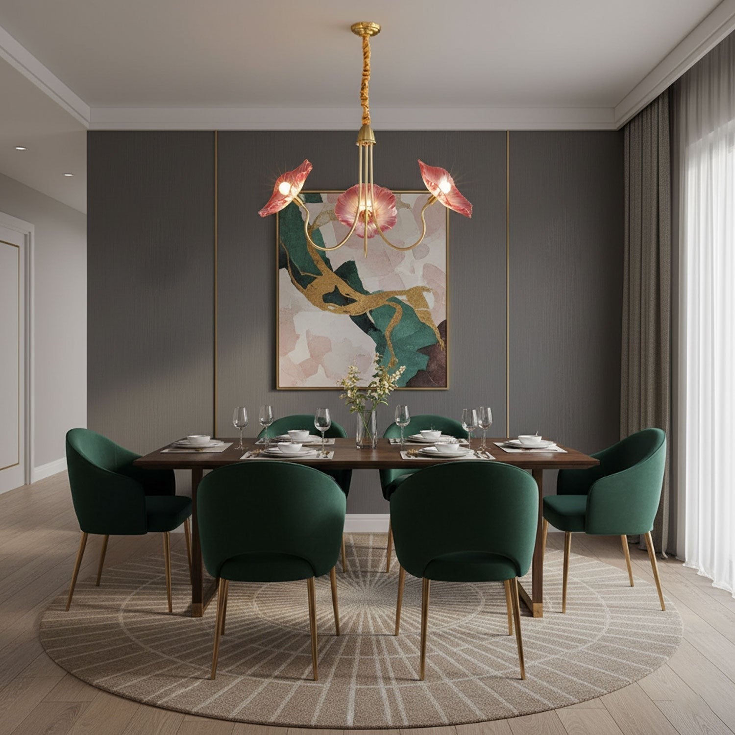 Frosted Lotus Leaf Glass Chandelier