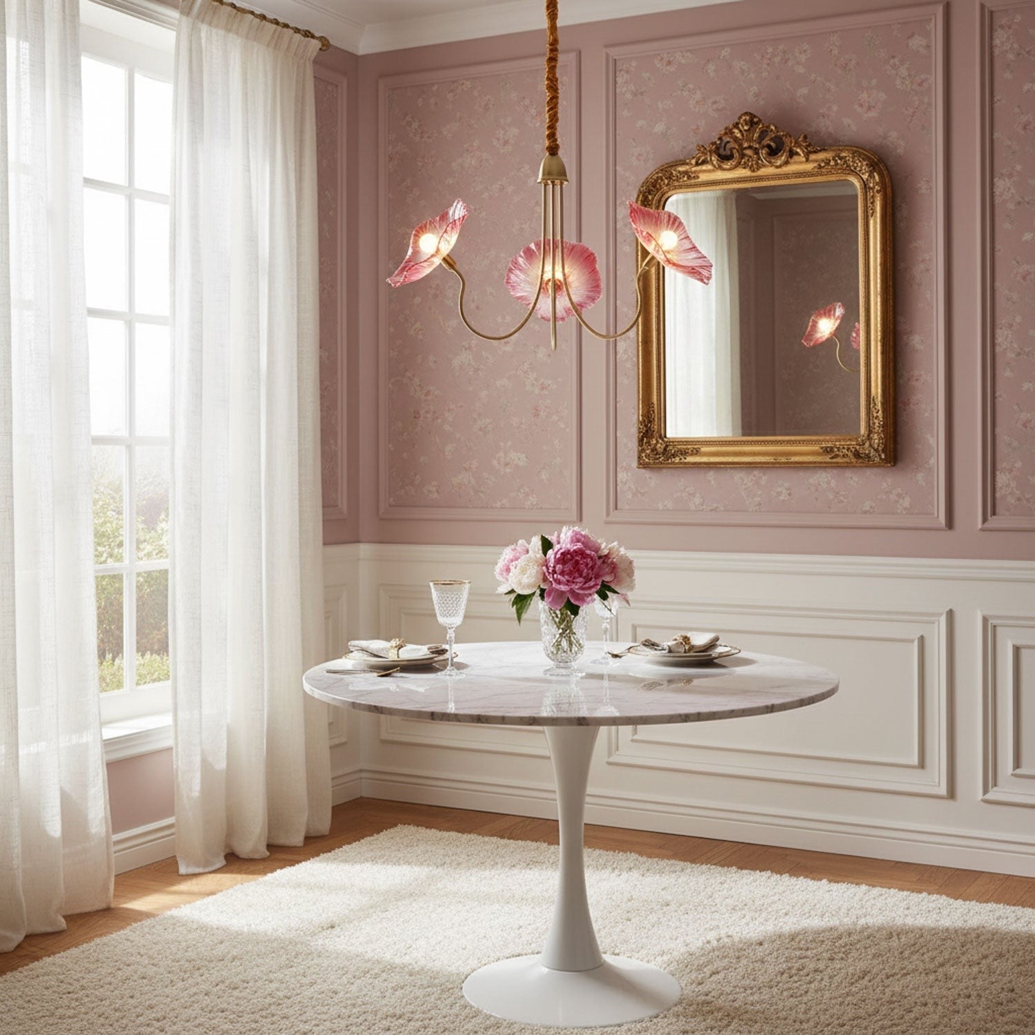 Frosted Lotus Leaf Glass Chandelier