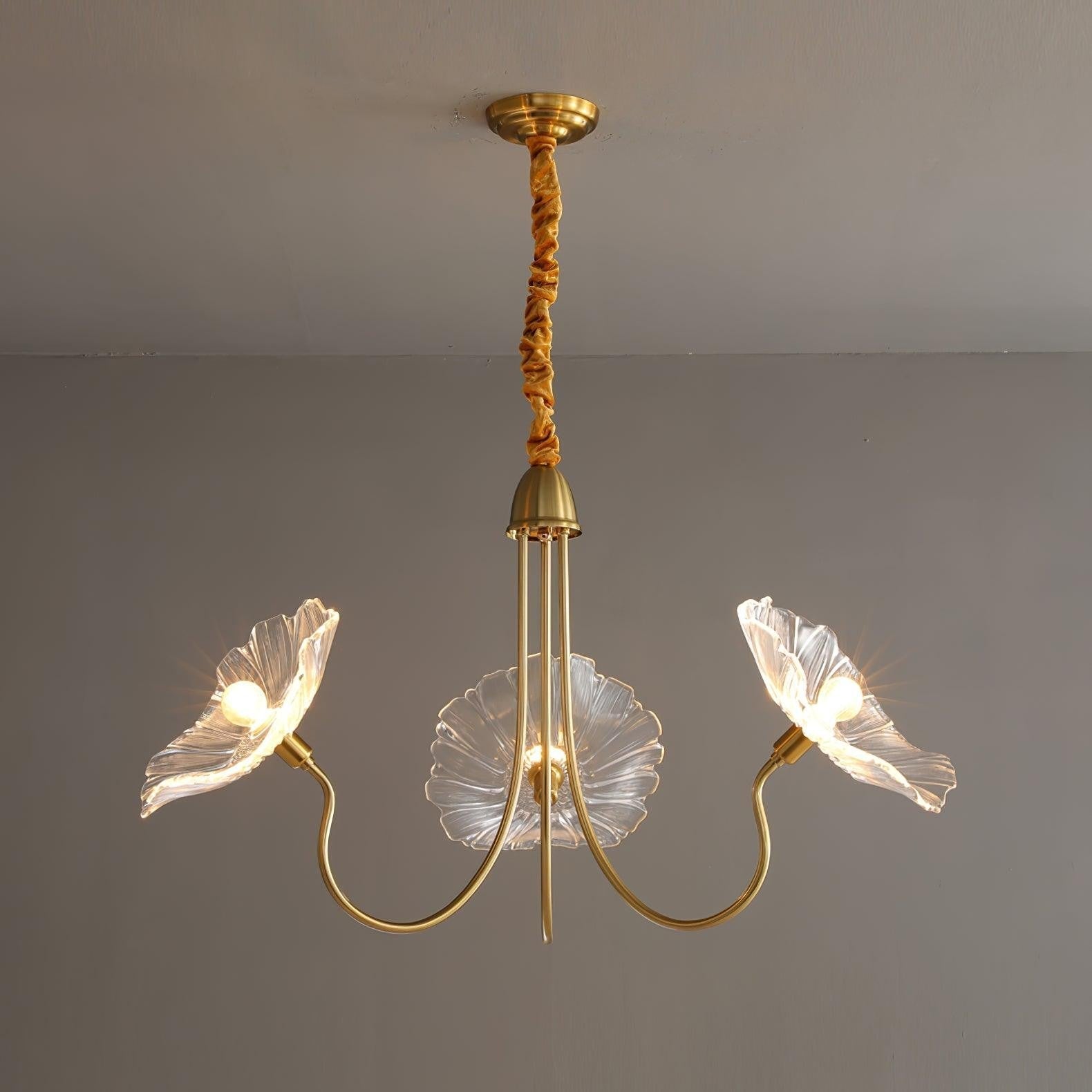 Frosted Lotus Leaf Glass Chandelier