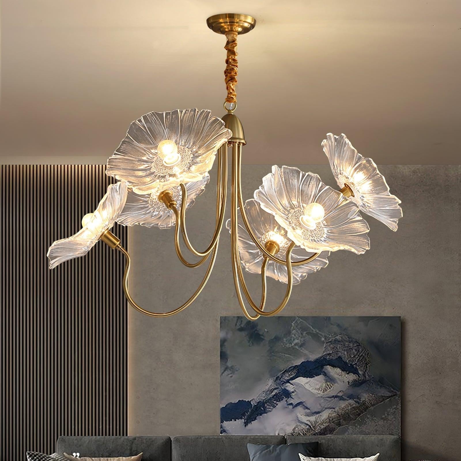 Frosted Lotus Leaf Glass Chandelier