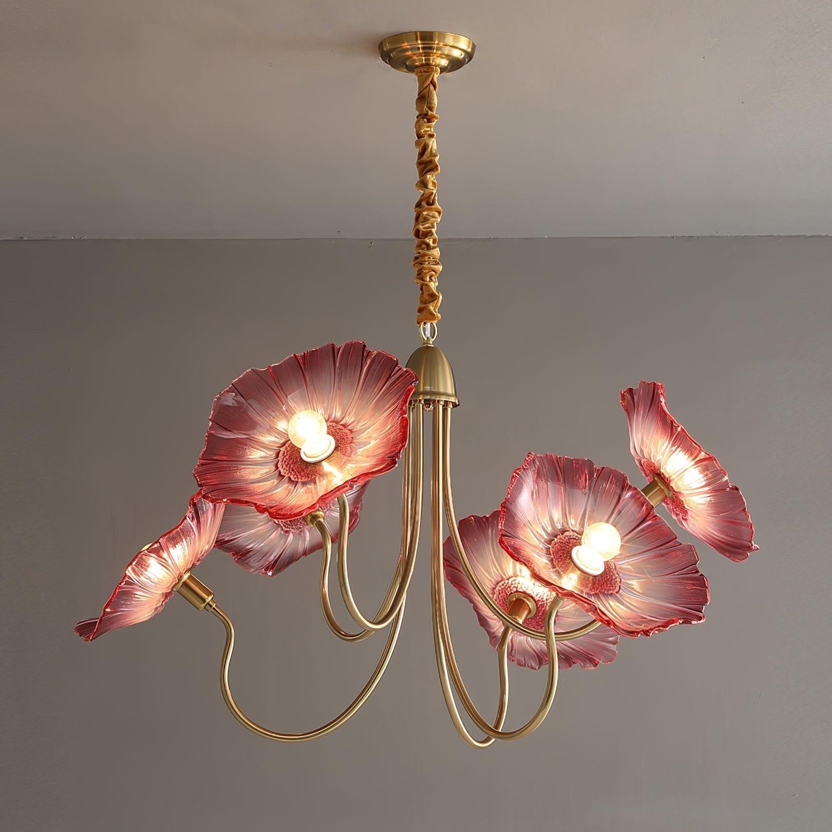 Frosted Lotus Leaf Glass Chandelier