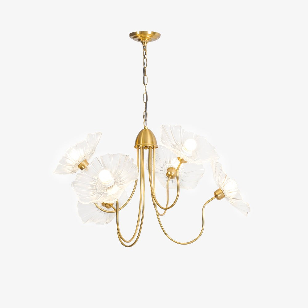 Frosted Lotus Leaf Glass Chandelier