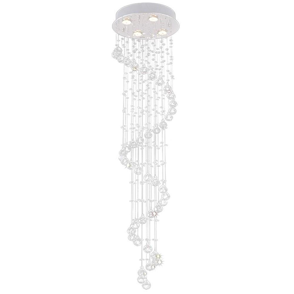 Spiraling Chandelier Crystal Electroplated Metal Light