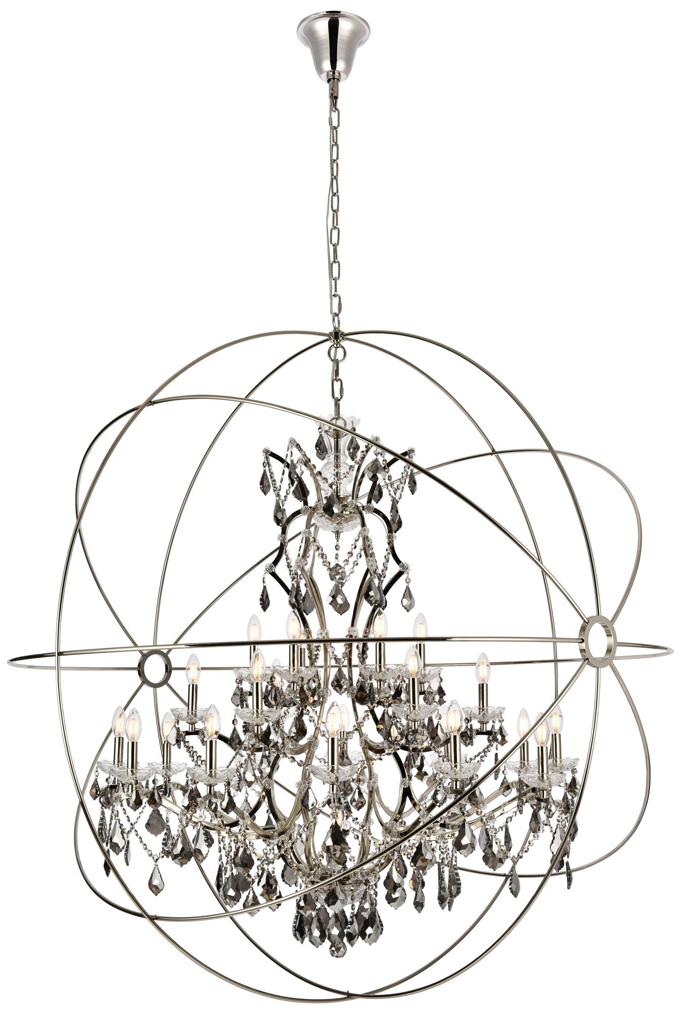 Geneva 25-Light Polished Nickel Chandelier Silver Shade
