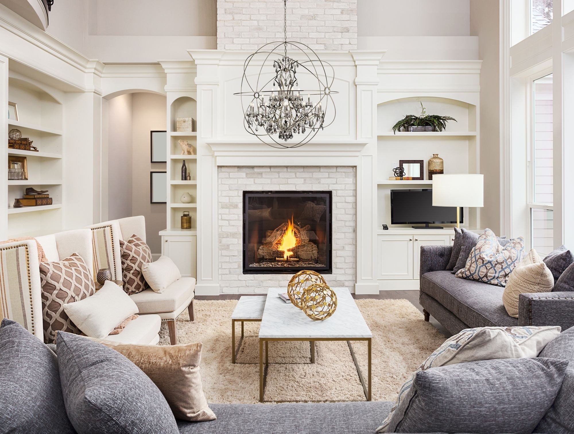 Geneva 25-Light Polished Nickel Chandelier Silver Shade