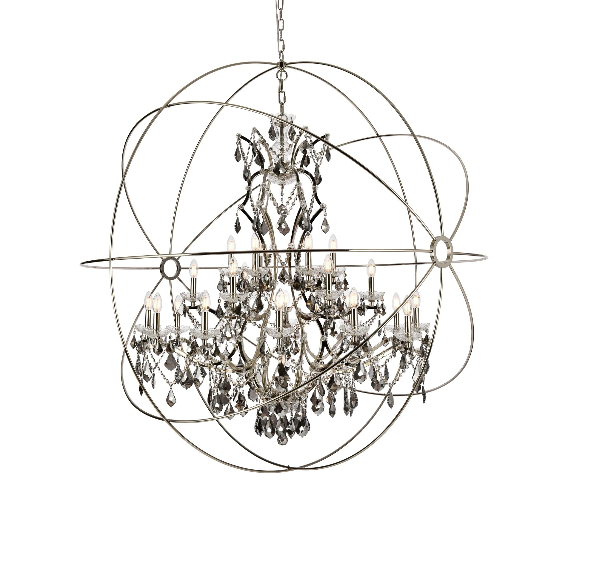 Geneva 25-Light Polished Nickel Chandelier Silver Shade