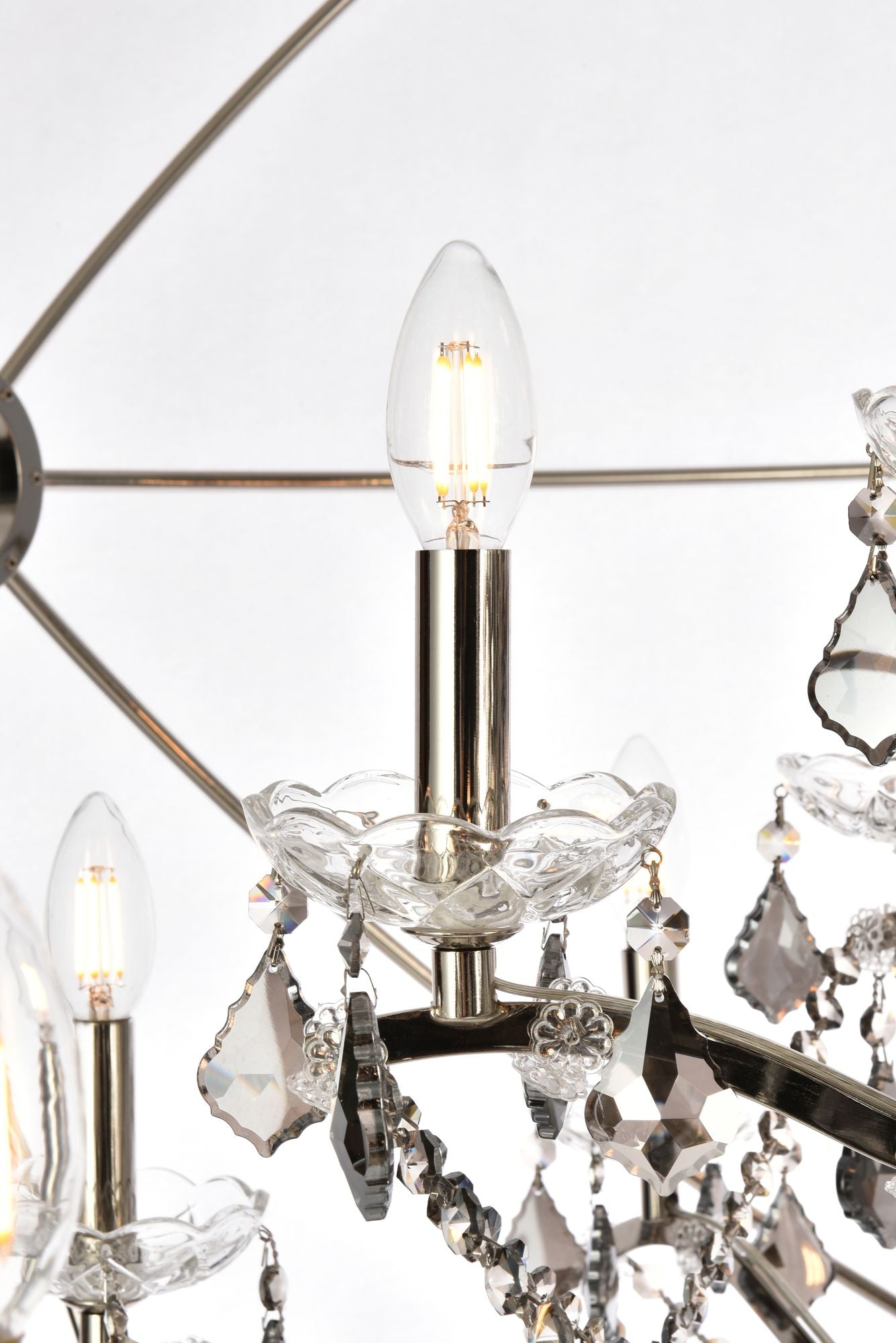 Geneva 25-Light Polished Nickel Chandelier Silver Shade