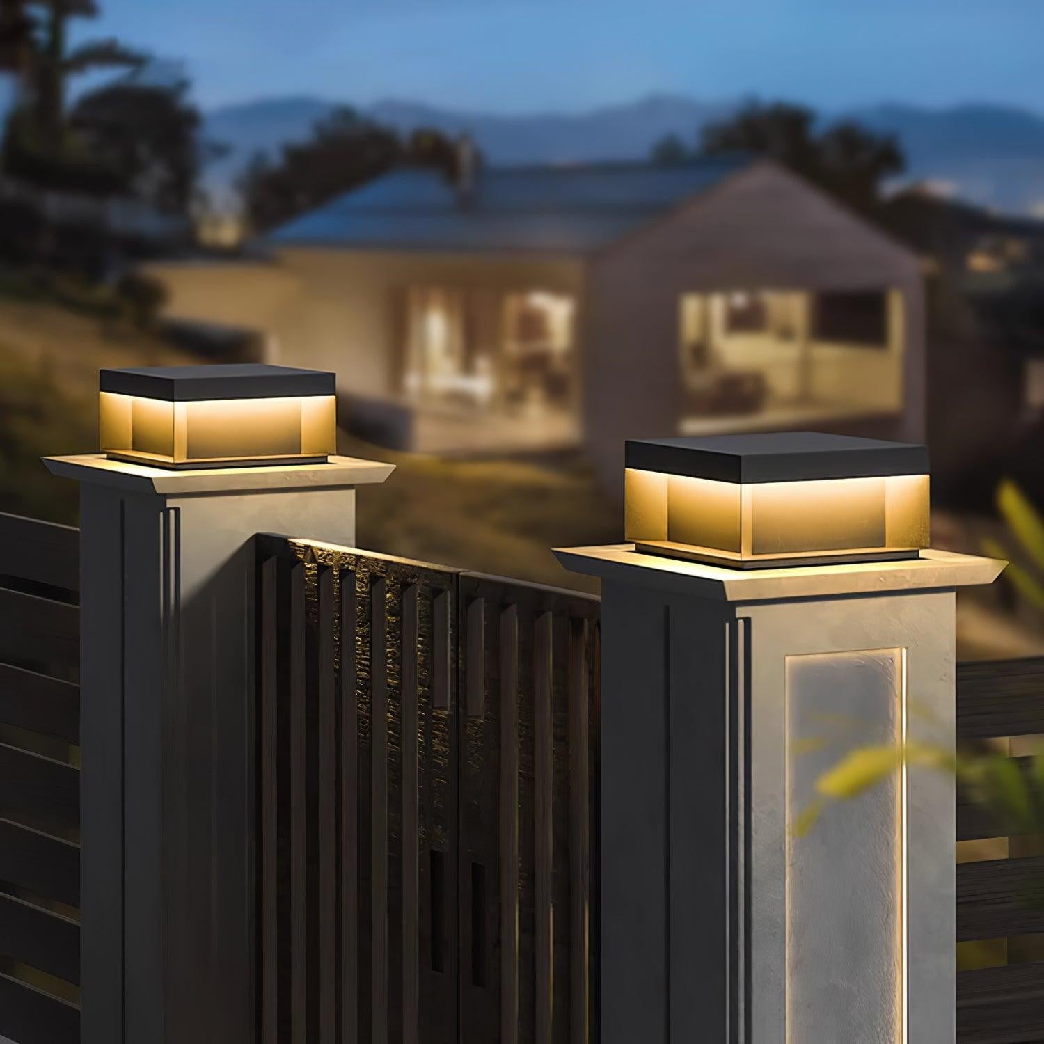 Geometric Black Outdoor Post Lantern