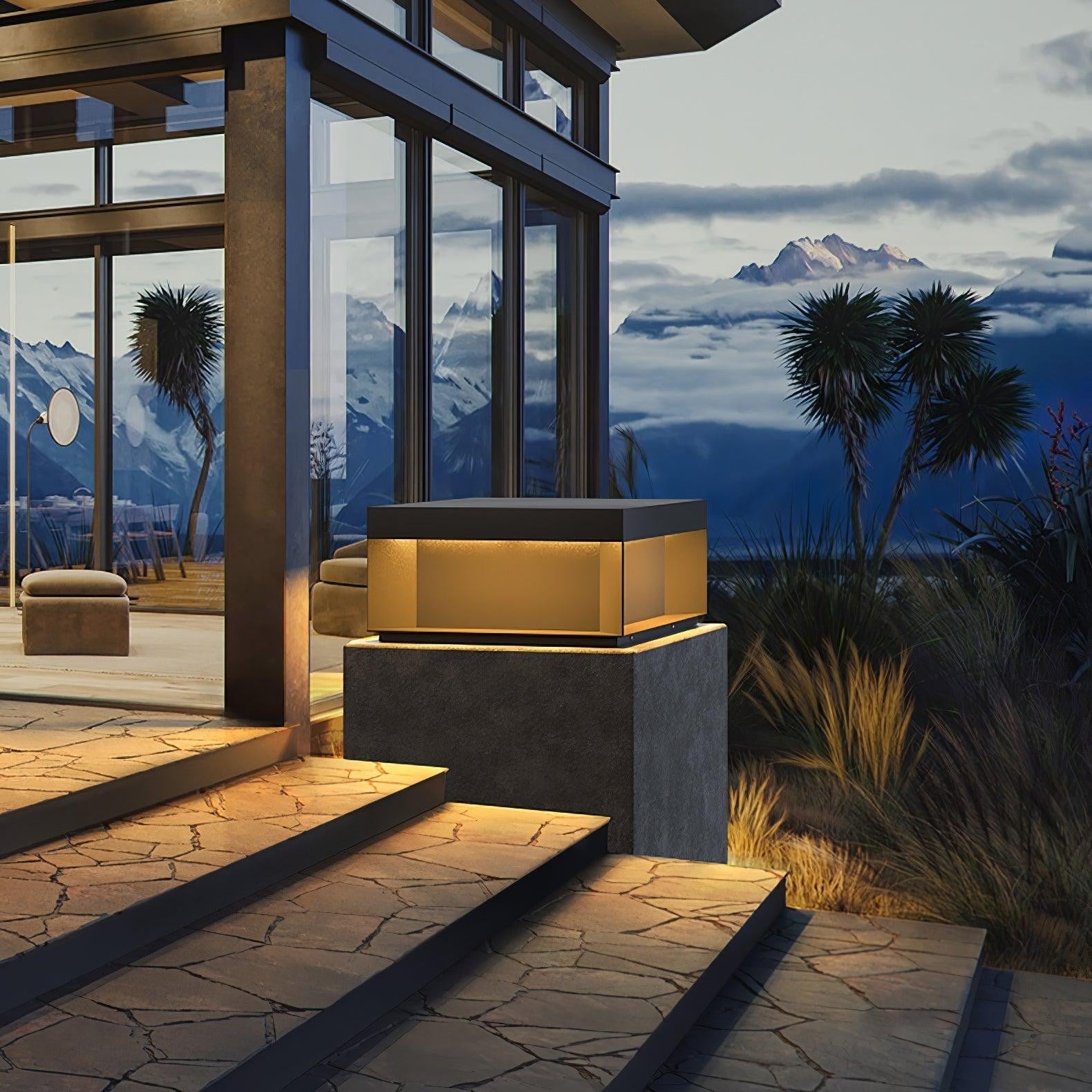 Geometric Black Outdoor Post Lantern