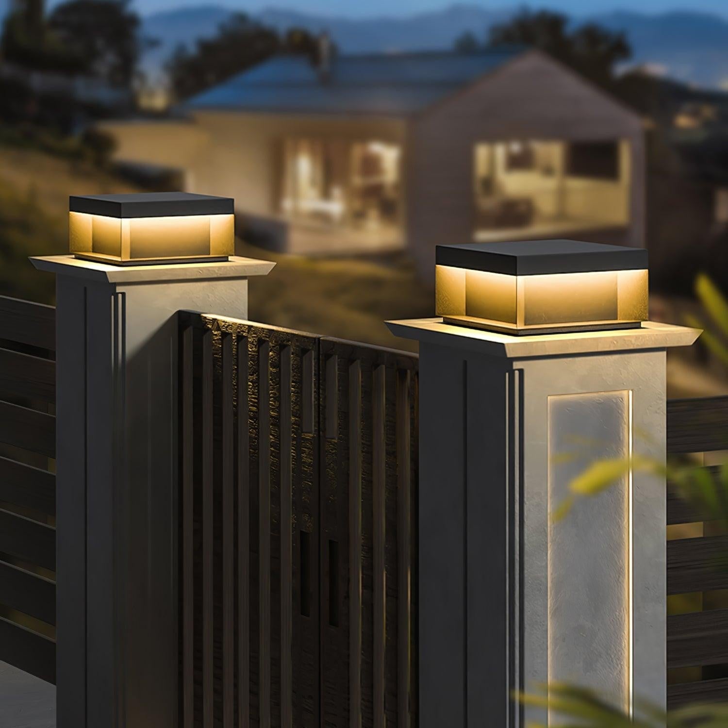 Geometric Black Outdoor Post Lantern