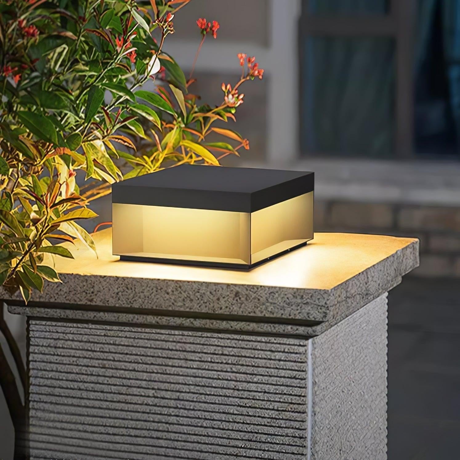 Geometric Black Outdoor Post Lantern