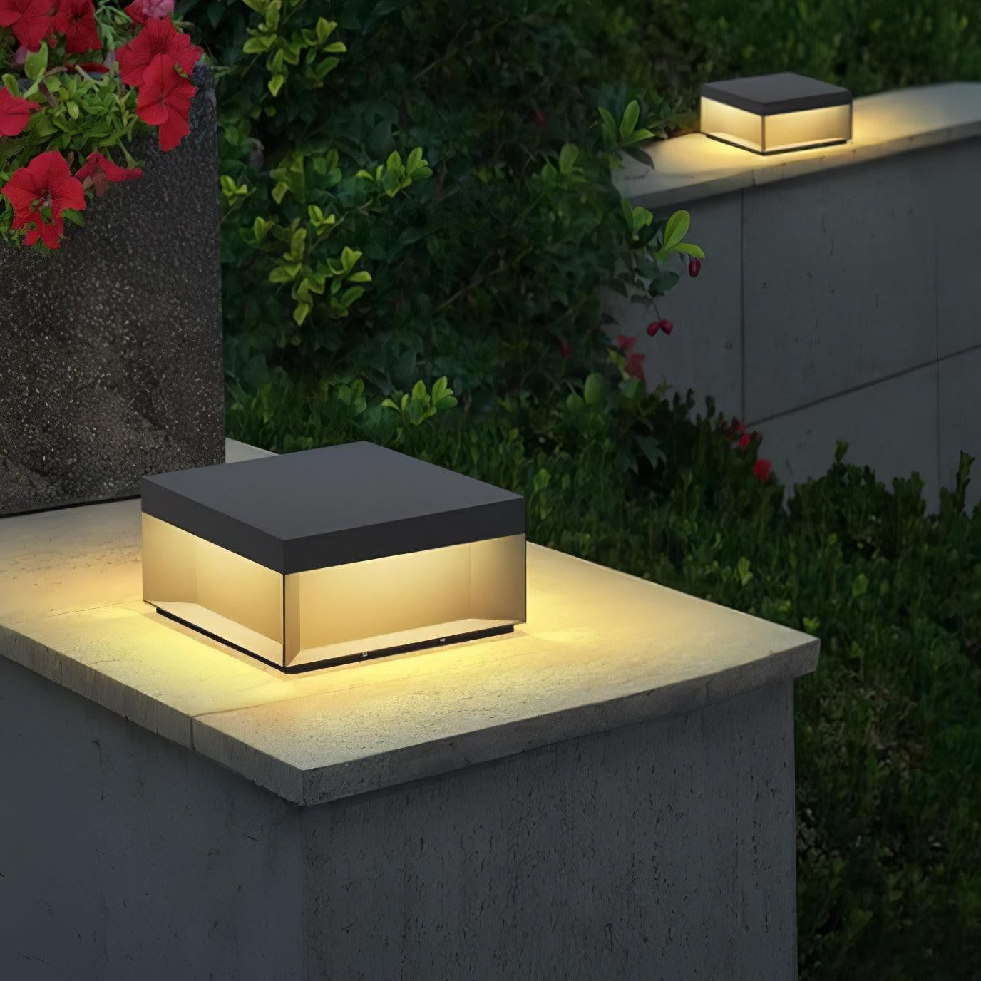 Geometric Black Outdoor Post Lantern