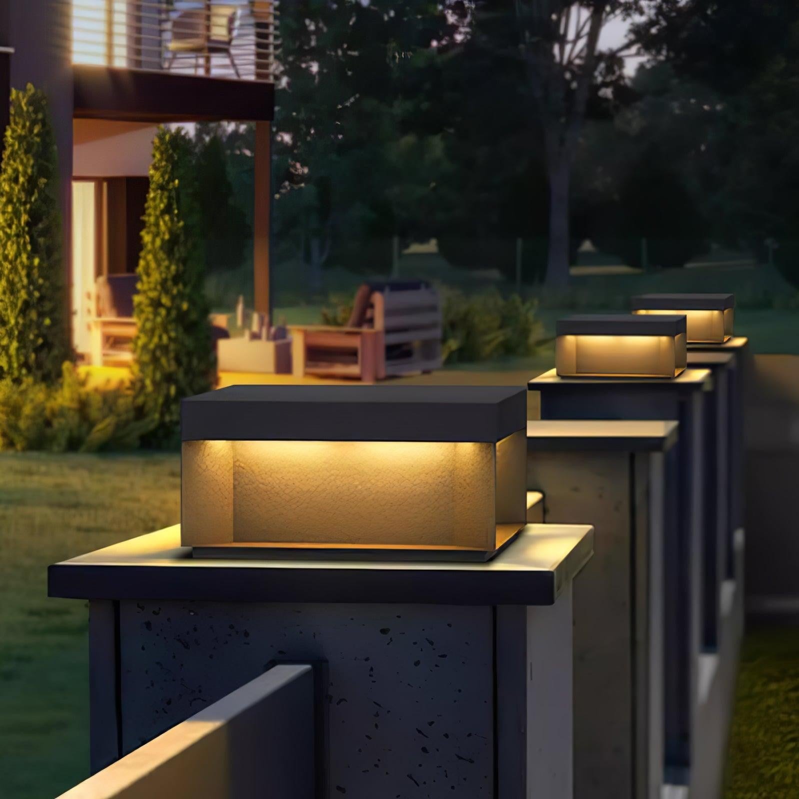 Geometric Black Outdoor Post Lantern
