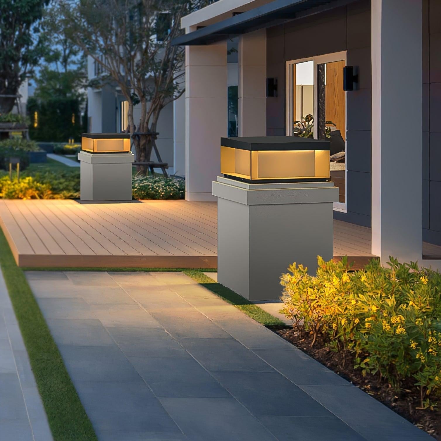 Geometric Black Outdoor Post Lantern
