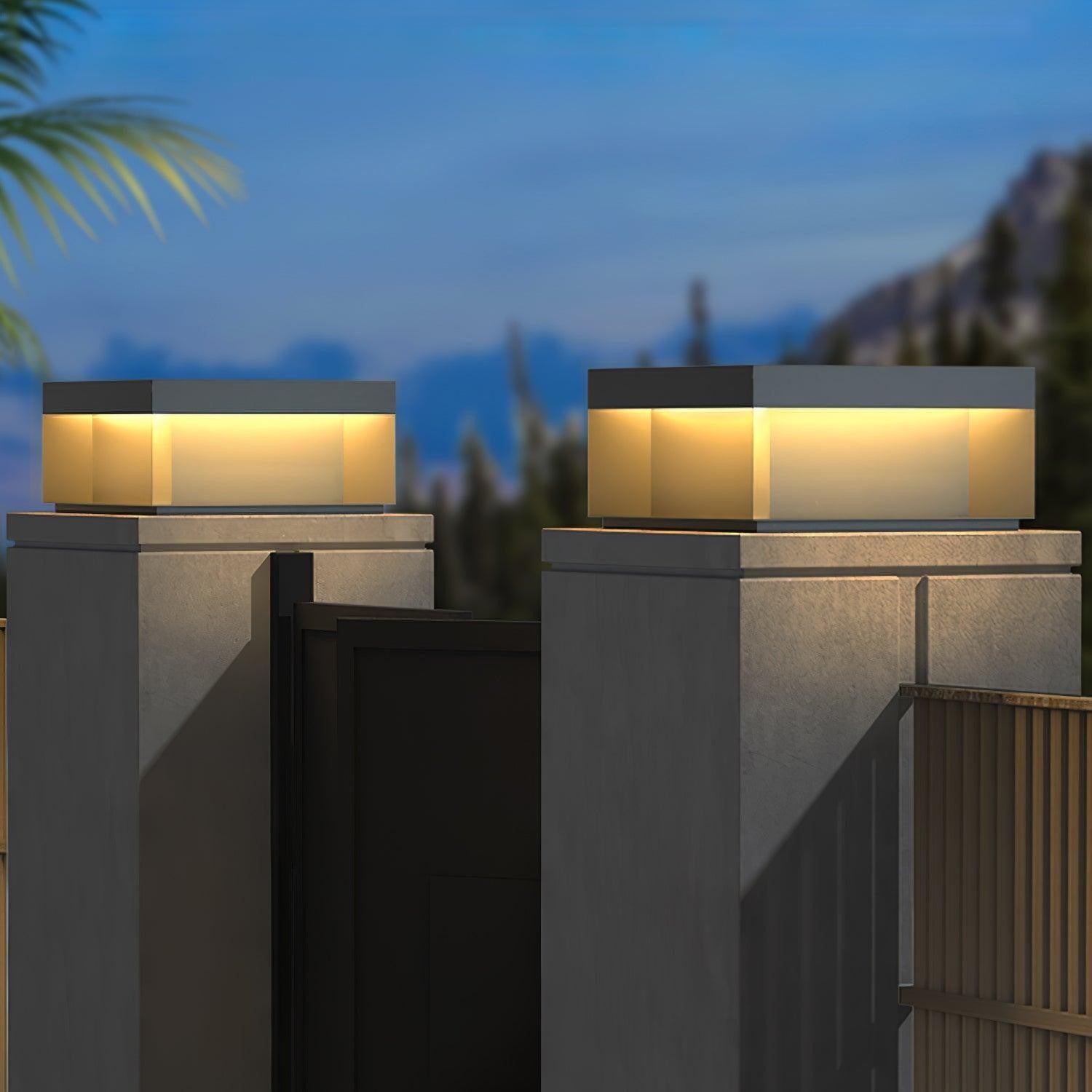 Geometric Black Outdoor Post Lantern