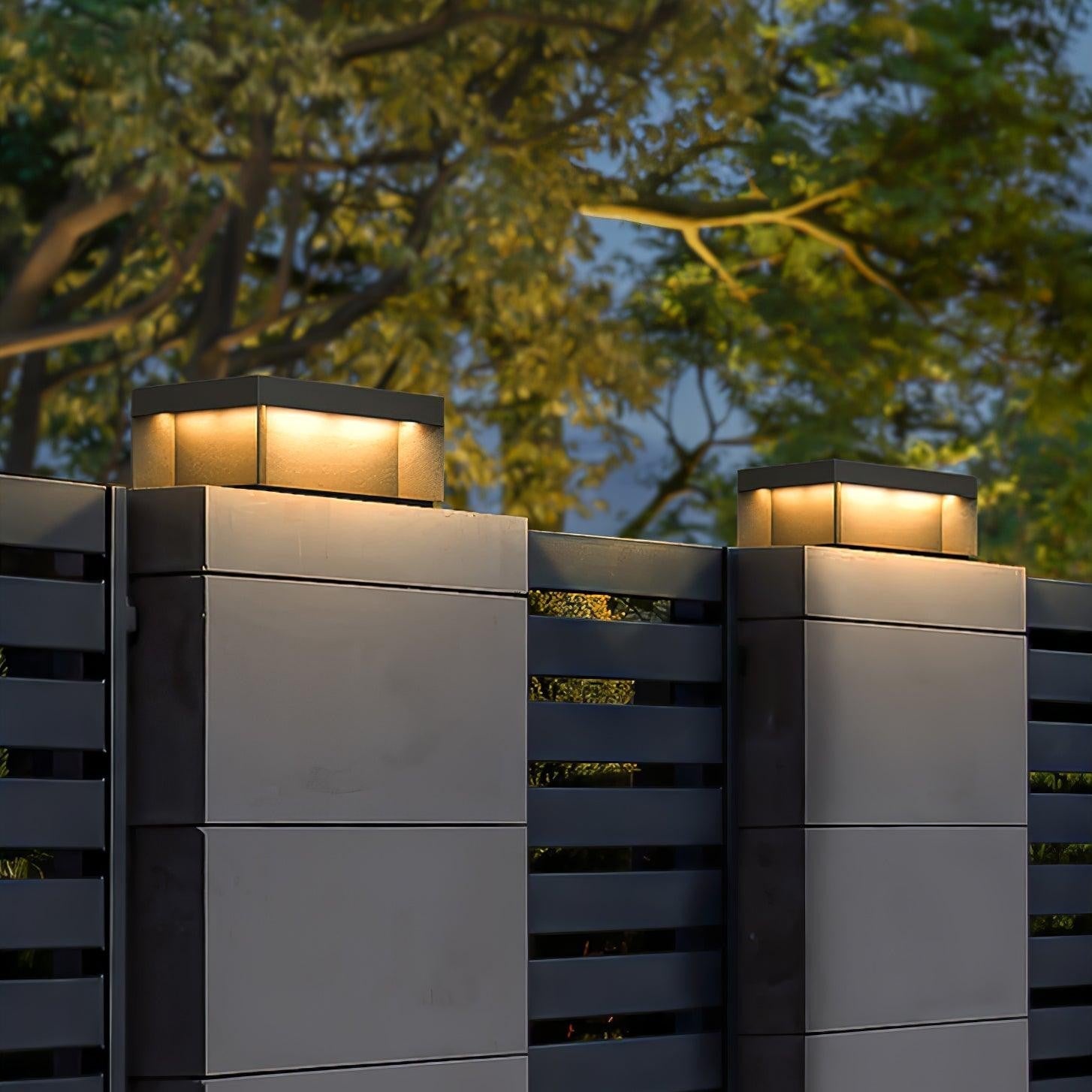Geometric Black Outdoor Post Lantern