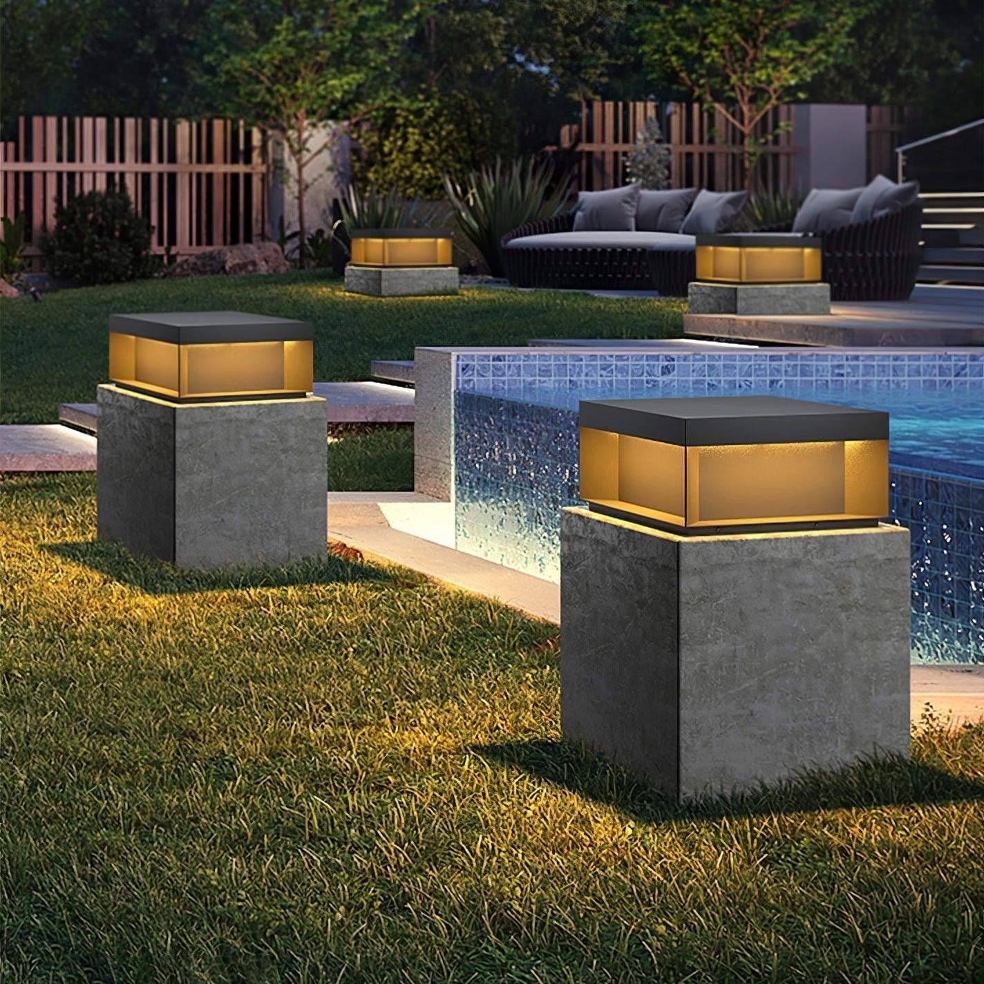 Geometric Black Outdoor Post Lantern