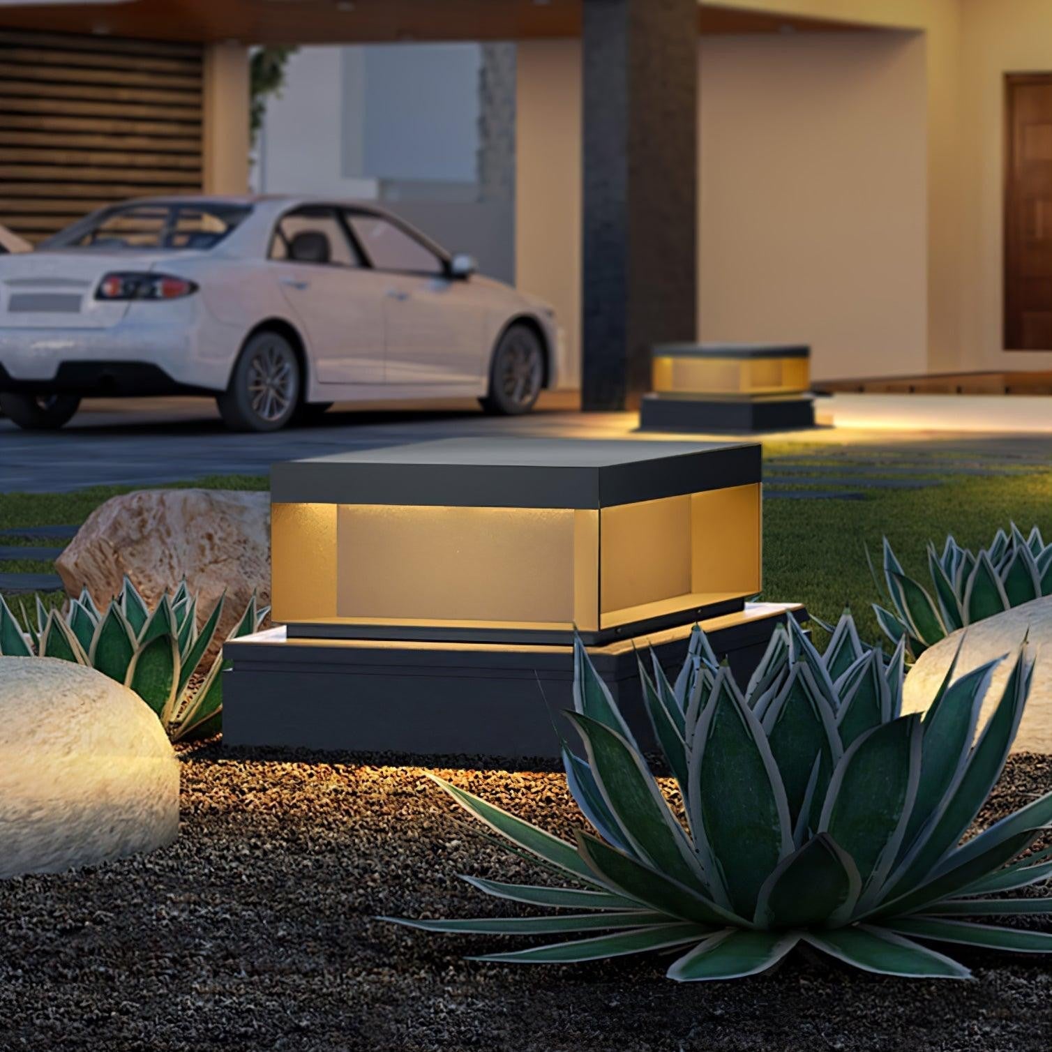 Geometric Black Outdoor Post Lantern