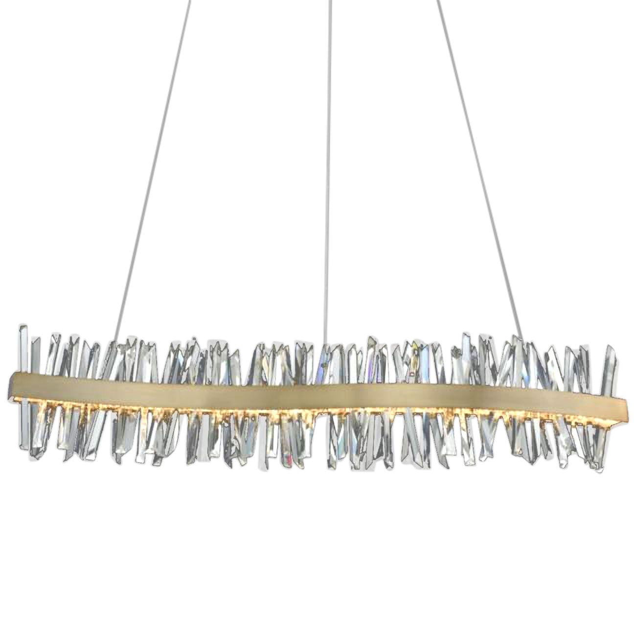 Glacier 60"W Gold LED Crystal Kitchen Linear Pendant