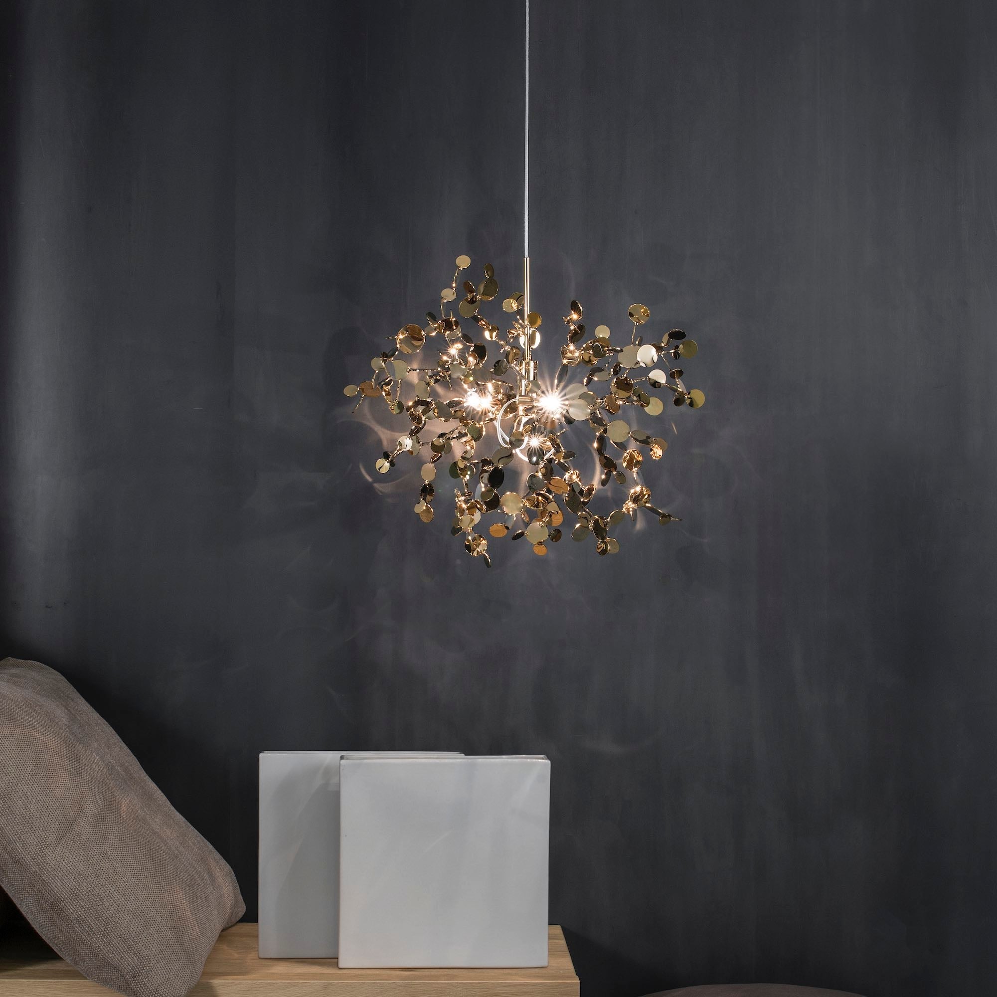 Italian Gold Plated Designer Chandelier