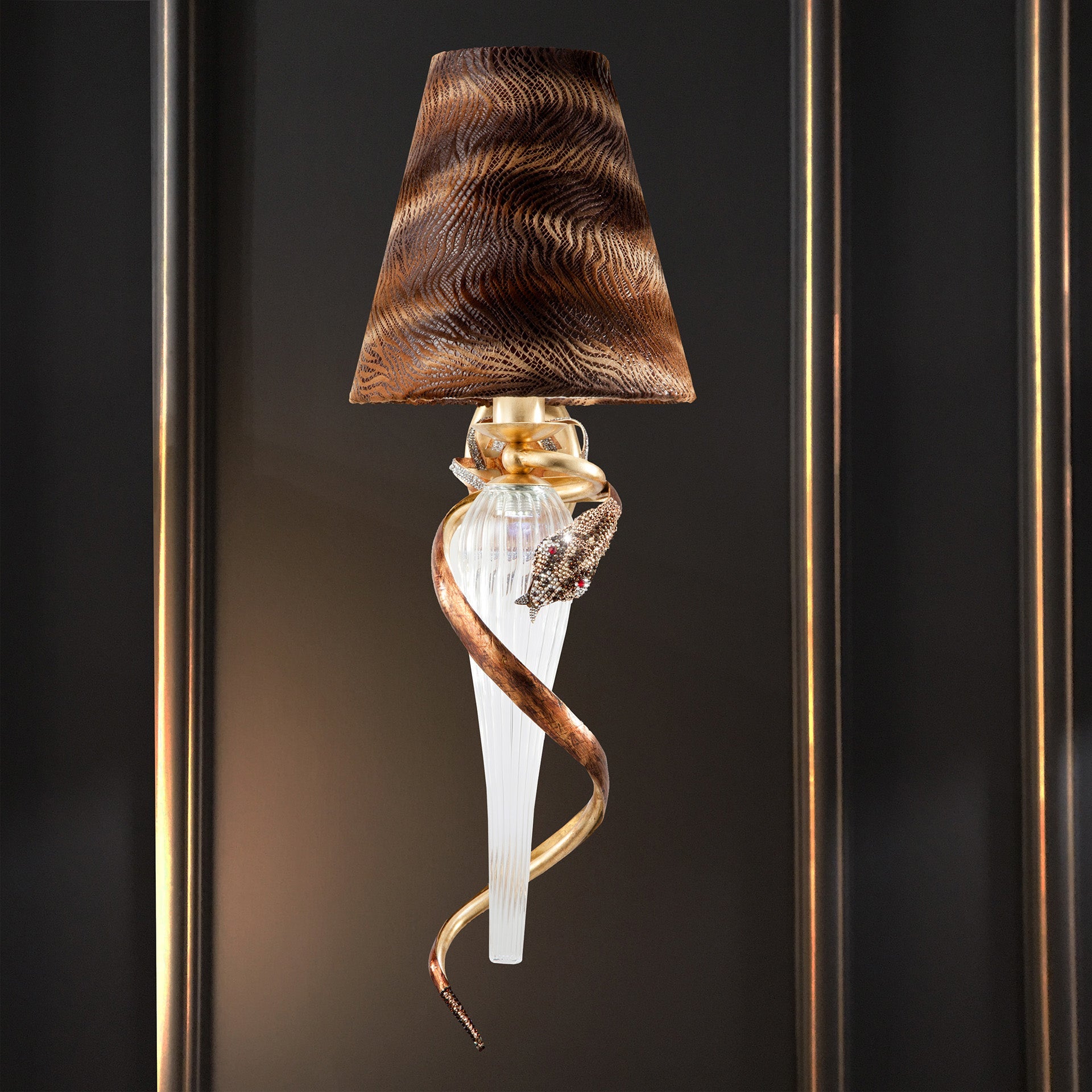 Gold Crystal Curved Wall Sconce