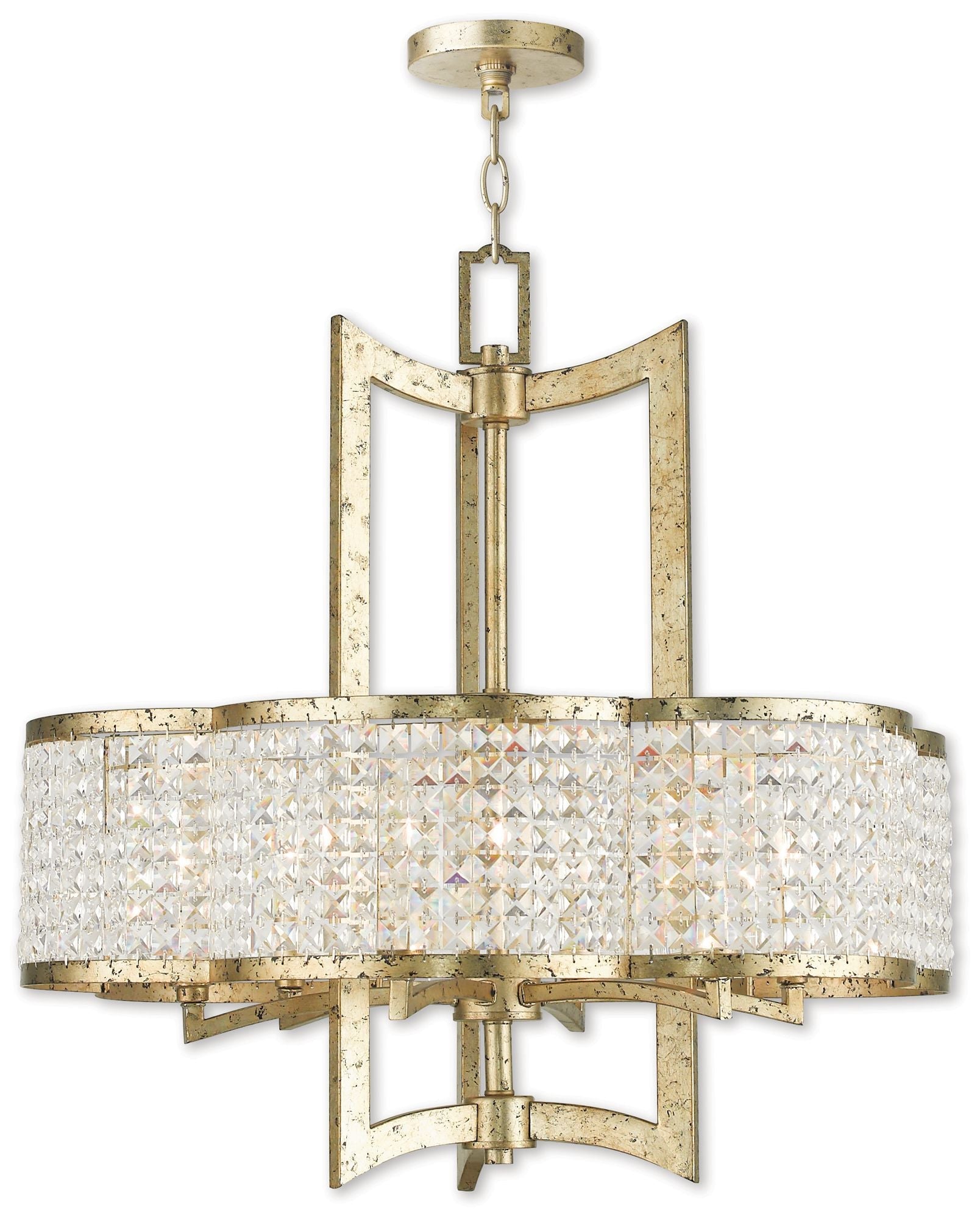 Grammercy 6-Light Hand Applied Winter Gold Chandelier