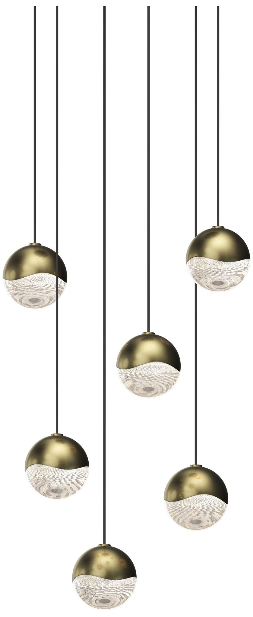 Grapes 10.5" Wide Round 6-Light Brass LED Chandelier
