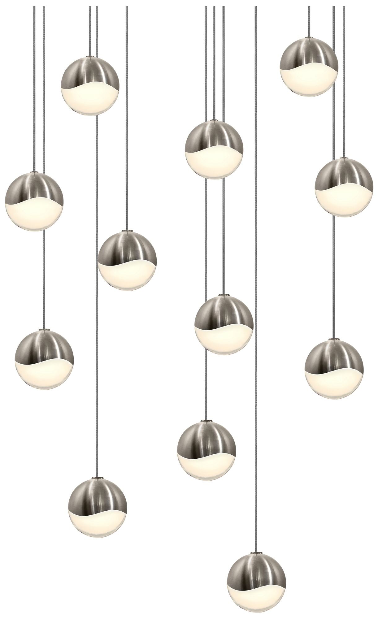 Grapes 12-Light Satin Nickel LED Pendant