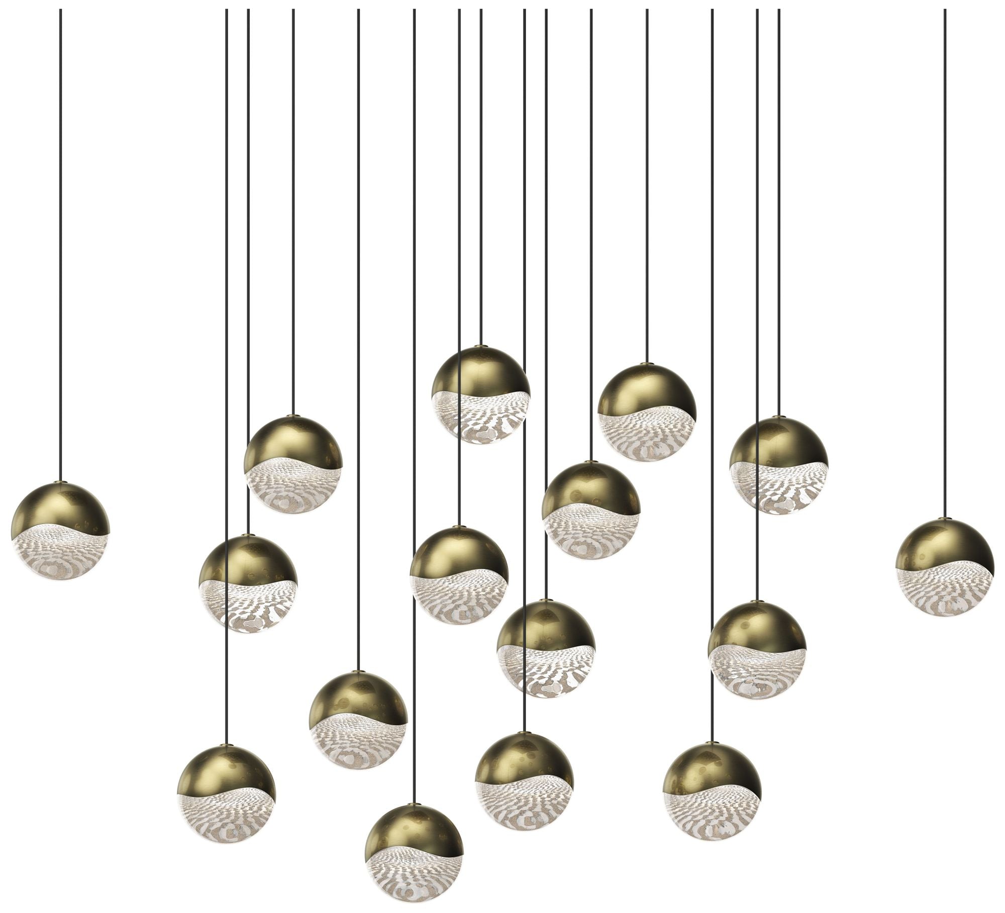 Grapes 23.25" Wide Square 16-Light Brass LED Chandelier