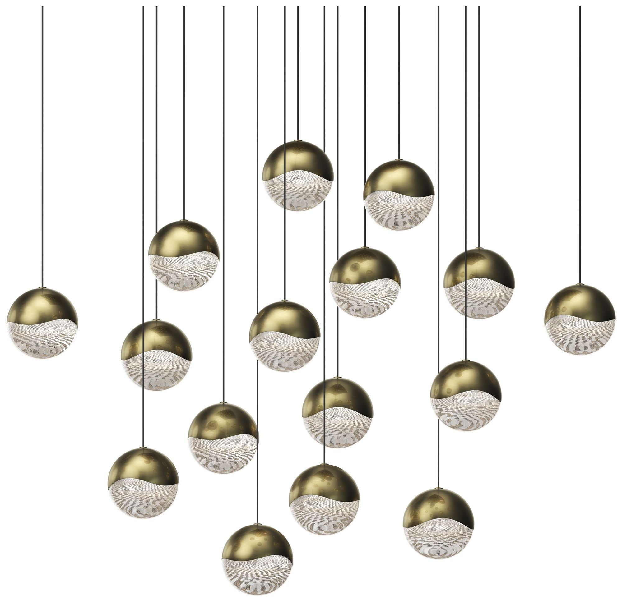 Grapes 23.75" Wide Square 16-Light Brass LED Chandelier