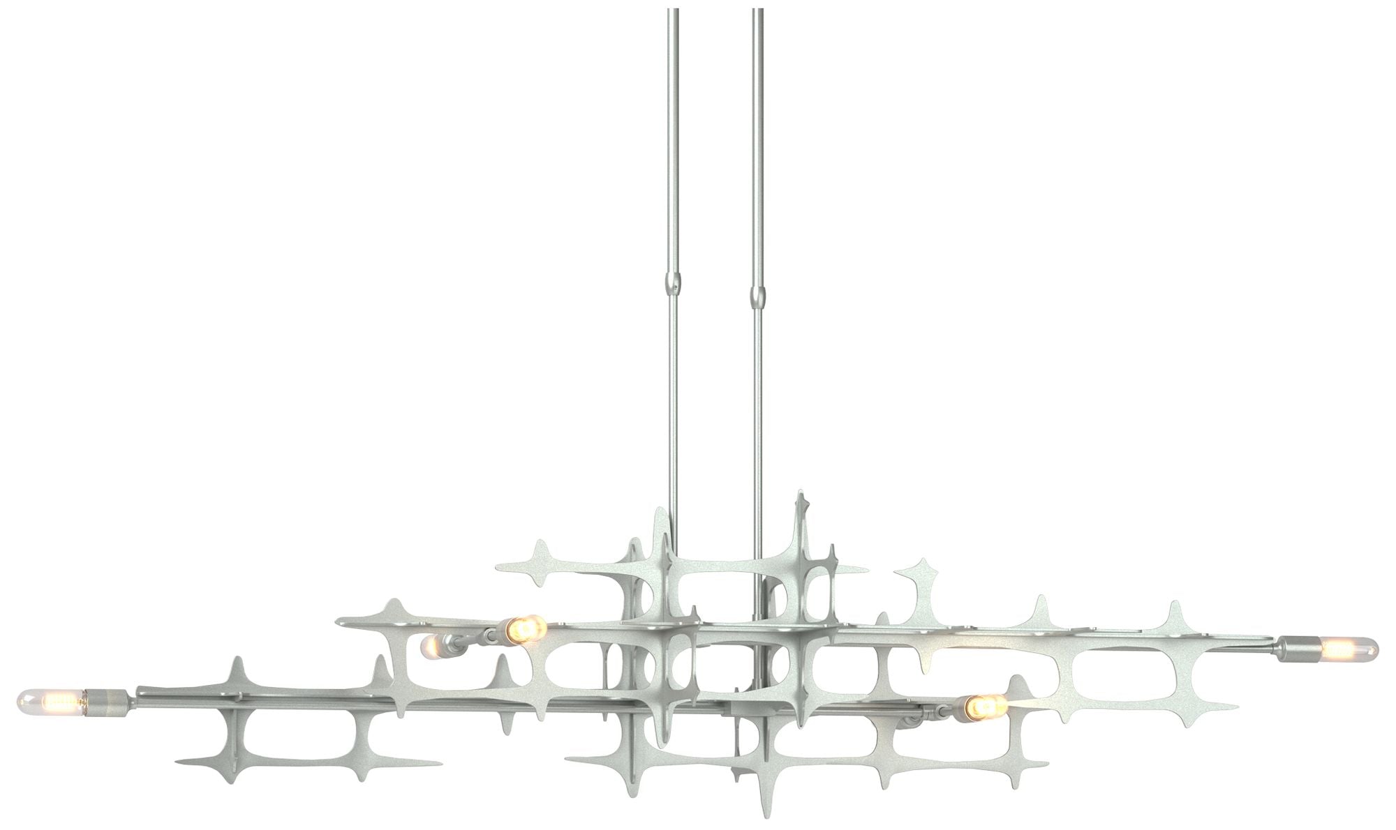 Grid 53.6" Wide Vintage Platinum Long Chandelier