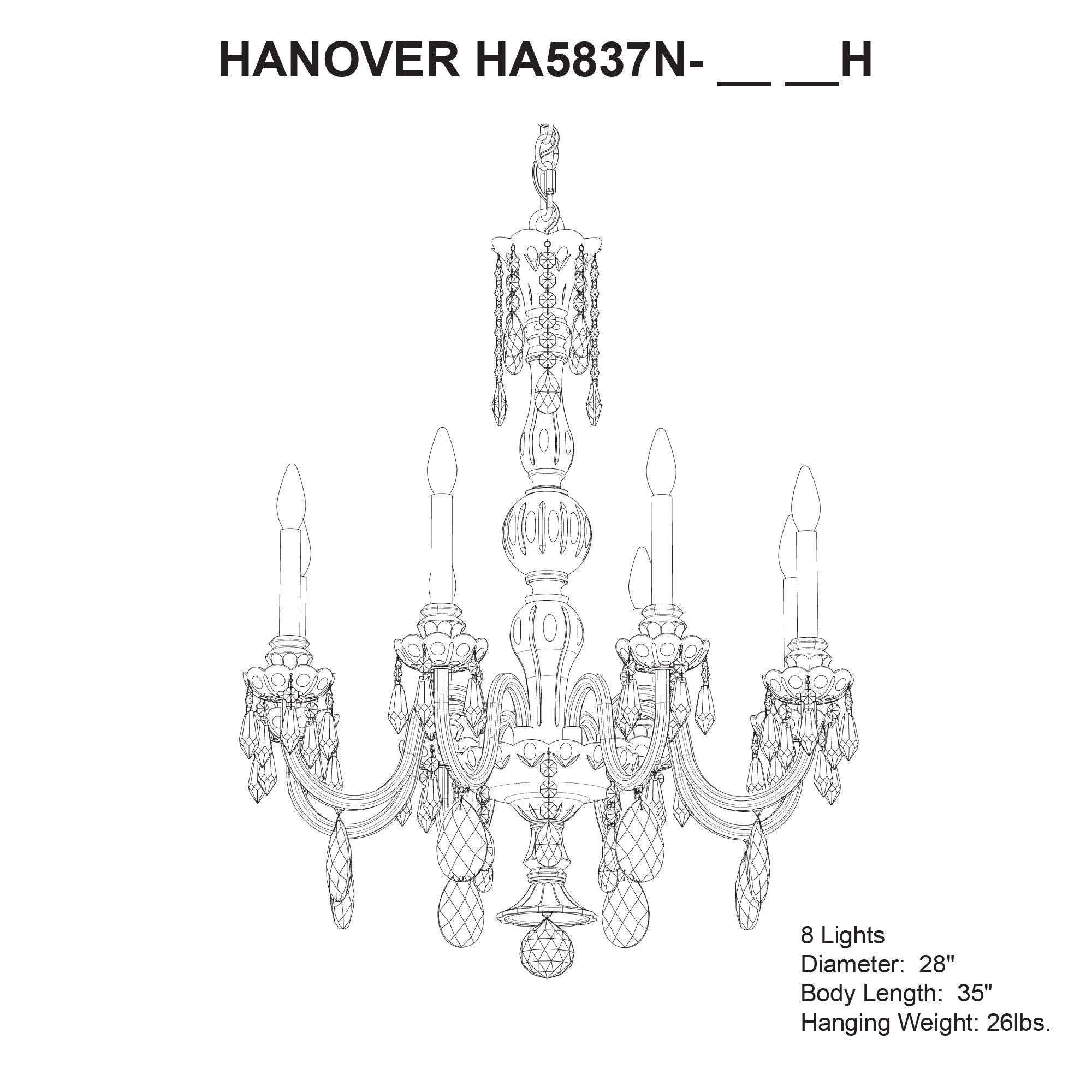 Hamilton Nouveau 35"H X 7-Light Crystal Chandelier