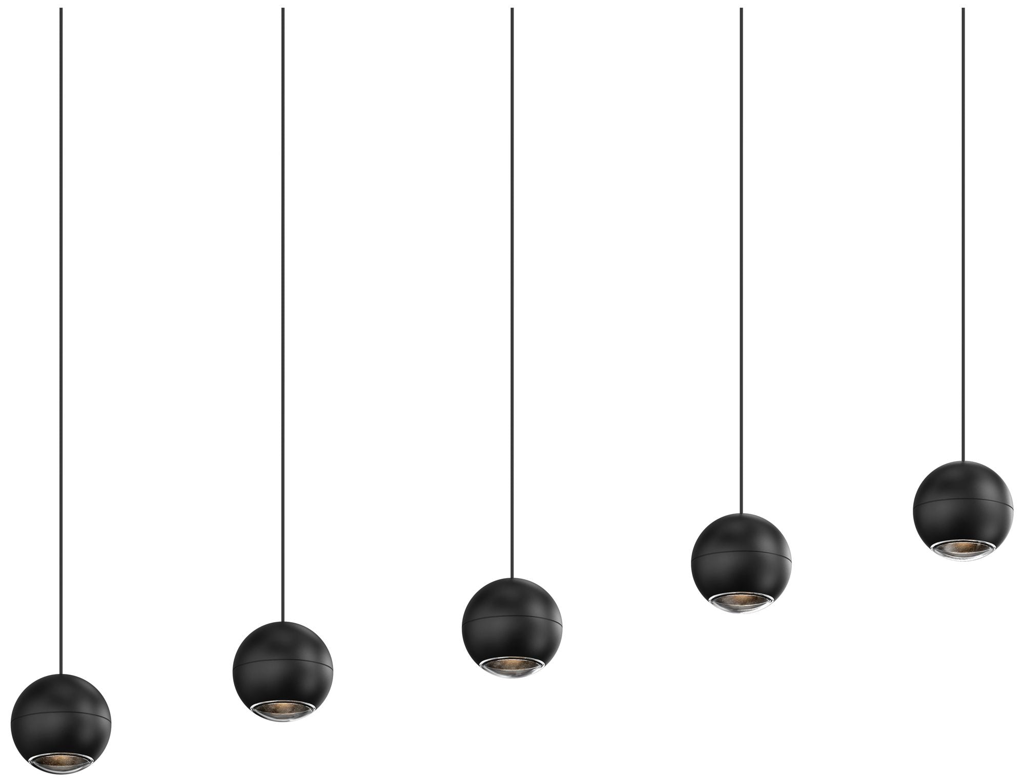 Hemisphere 5-Light Textured Black Linear Pendant