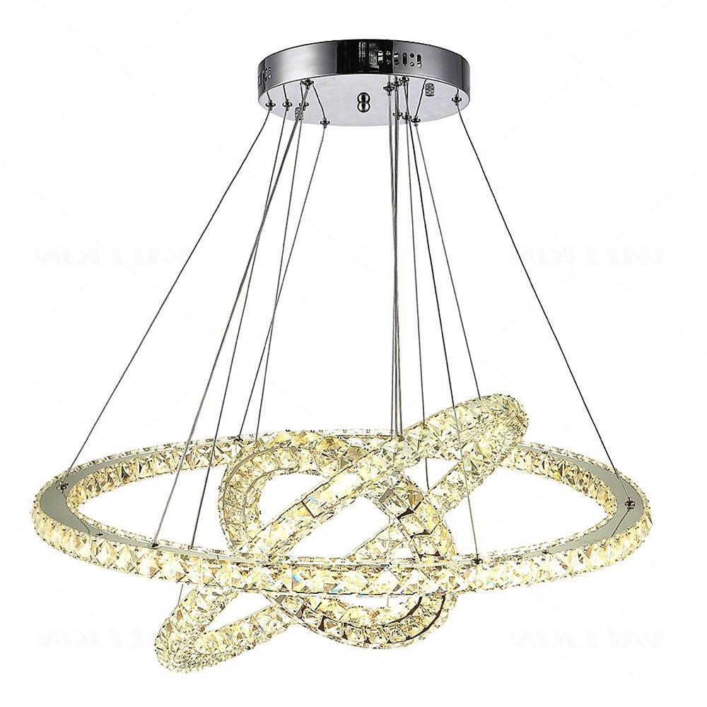 LED 3 Rings Gold Crystal Chandelier Concentric Circles