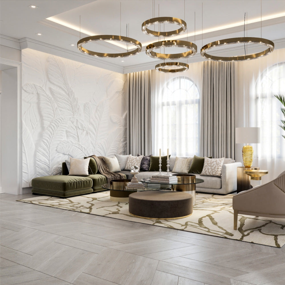 High End Designer Hoop Chandelier with Crystals