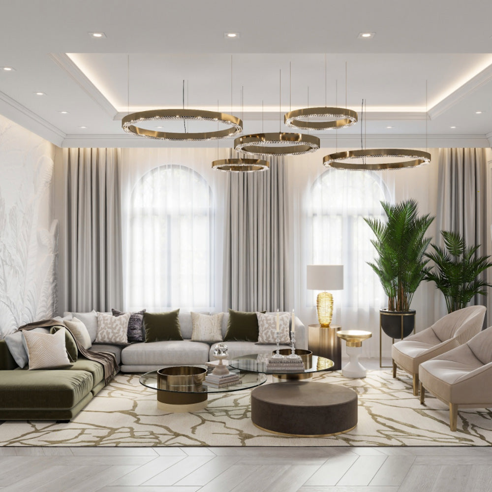 High End Designer Hoop Chandelier with Crystals