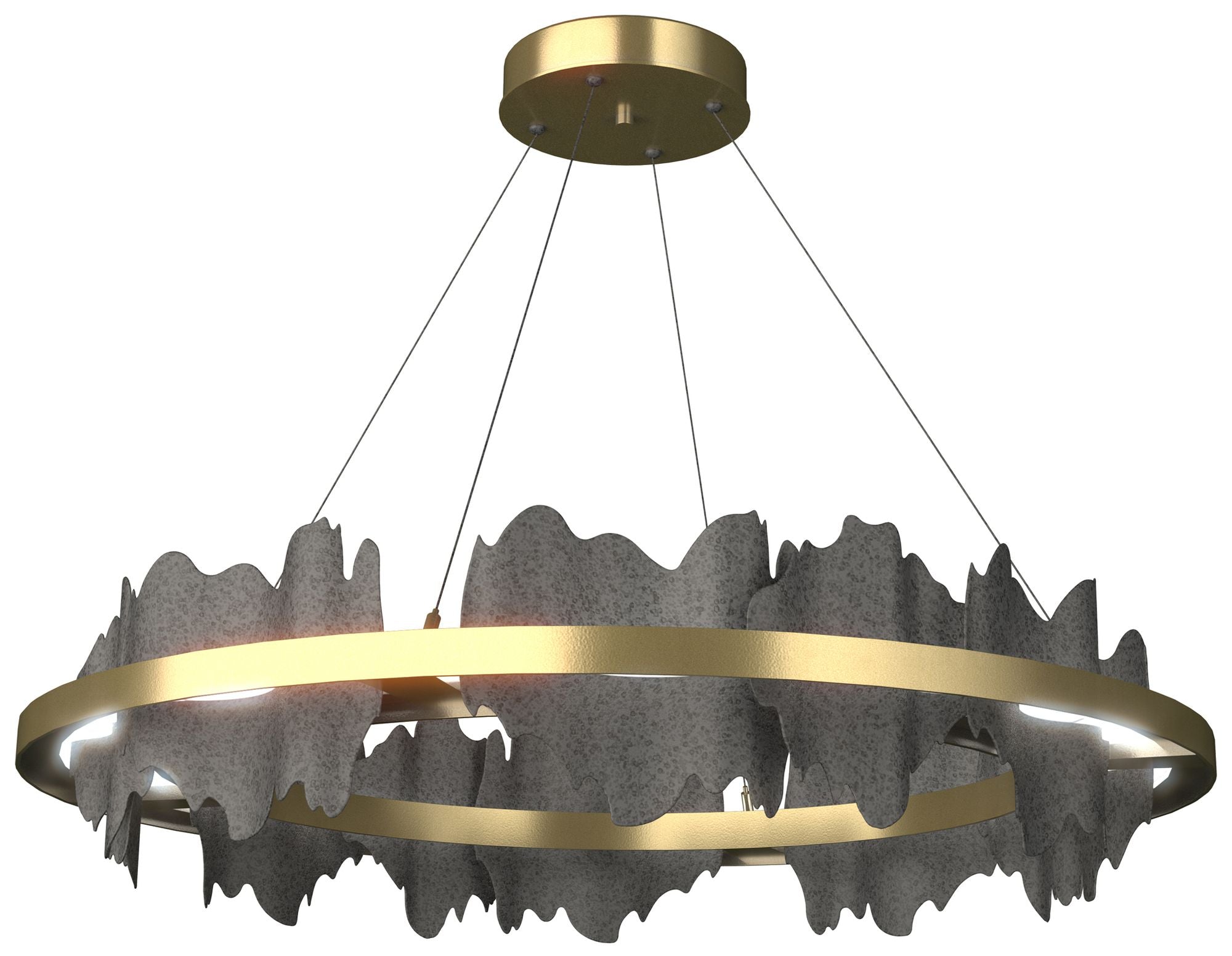 Hildene 38"W Natural Iron Accented Brass Pendant Light
