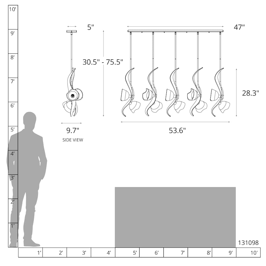 Mika 10-Light 54" Wide Linear Pendant