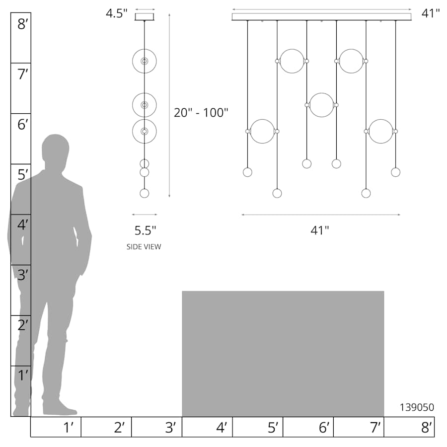 Abacus 41" Wide LED Suspension Multi-Light Pendant
