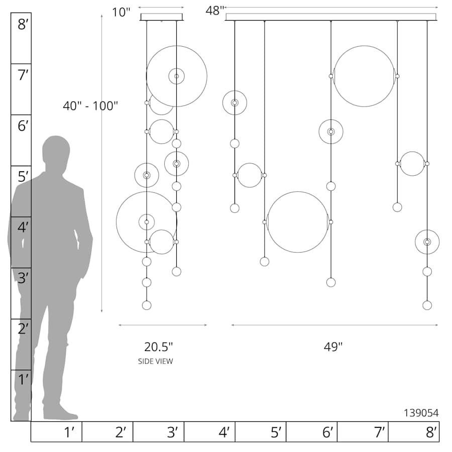 Abacus 49" Wide LED Suspension Multi-Light Pendant