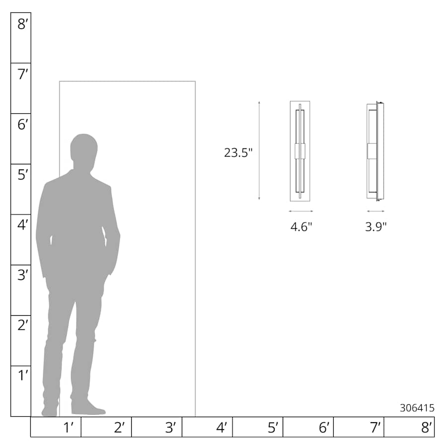Double Axis 2 Light 24" Tall LED Exterior Wall Light with Customizable Glass Shade, Outdoor Wall Light, detail 16