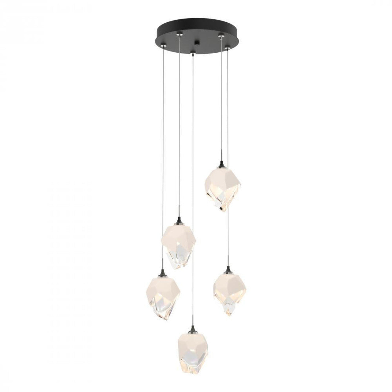 Chrysalis Pendant, 5-Light, White, Black Polished Crystal, 15.4"W (131137-SKT-STND-02-BP0754 5YX0NH)