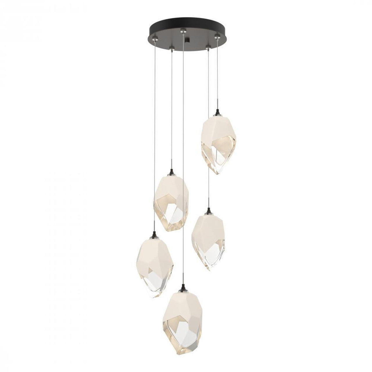 Chrysalis Pendant, 5-Light, White, Black Polished Crystal, 16.1"W (131138-SKT-STND-02-BP0755 5YZTGH)